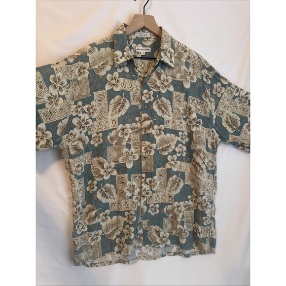 Pierre Cardin Other - Vintage Pierre Cardin Men's Hawaiian  Button Beige Short Sleeve Pocket Shirt LRG